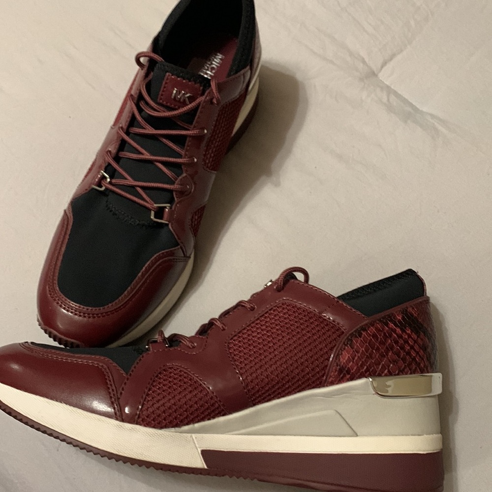 Burgundy, gray and silver Michael Kors shoes only worn once. - Picture 2 of 5